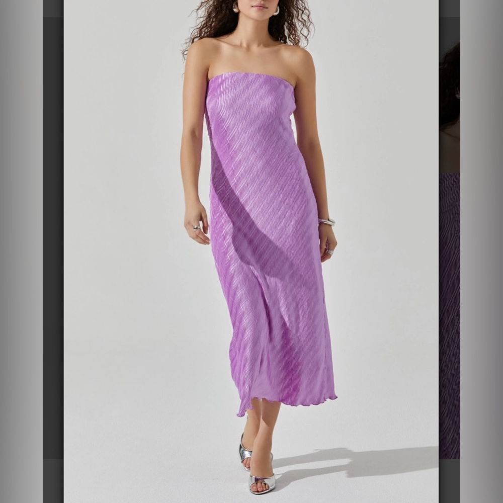 Plisse Tube Midi Dress